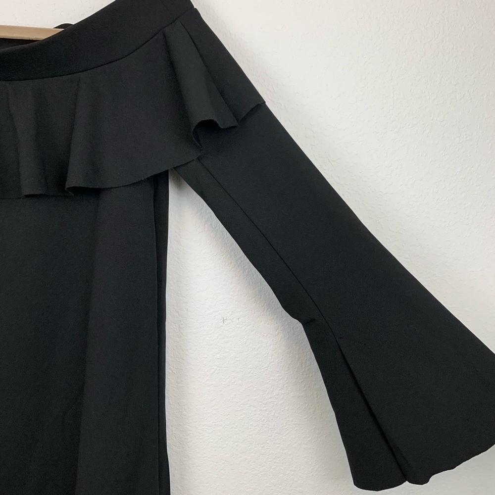 Zara Basics women’s black ruffle off shoulder top - Picture 3 of 7